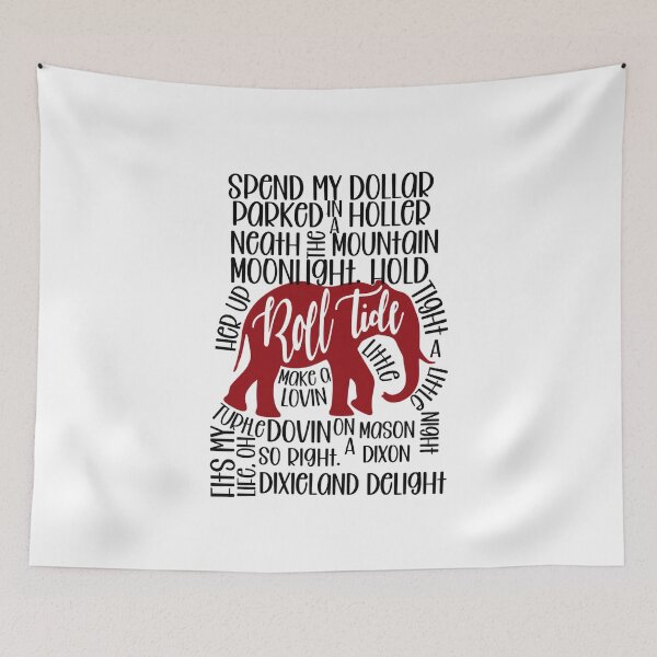 Item preview, Crimson Elephant Silhouette with Black Lettering Collage designed and sold by DogoMalulu.