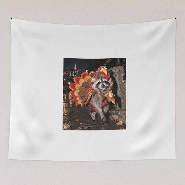 Item preview, Thanksgiving Raccoon in Turkey Costume Holding Pie designed and sold by DogoMalulu.
