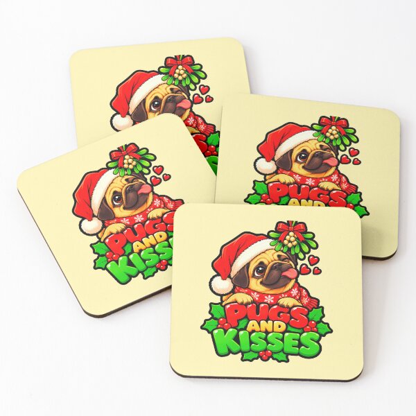 Item preview, Pugs and Kisses, Christmas Pug under the Mistletoe designed and sold by LV-creator.