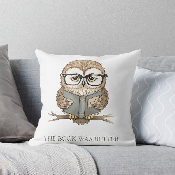 Item preview, The Book Was Better Design – Scholarly Owl Bookworm Illustration designed and sold by Luminari Creations.
