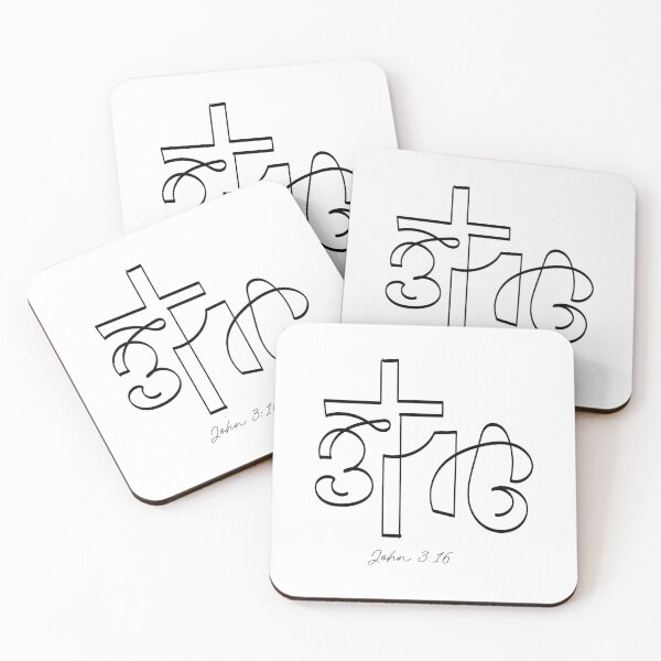 Item preview, Minimalist Christian Bible Verse Line Art -John 3:16 designed and sold by CrossCrafted.