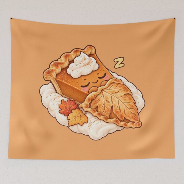 Item preview, Sleepy Pumpkin Pie Slice Kawaii Thanksgiving Cute Food Coma Nap Design designed and sold by MagicMakerPh.