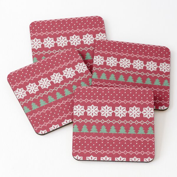Item preview, Fair Isle Pattern In Candy Cane Red - Sweet Nordic Knit Design designed and sold by cute-animals99.