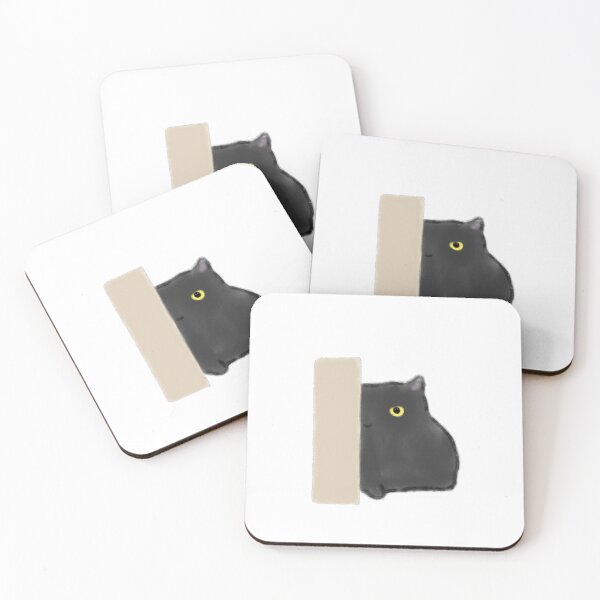 Item preview, Peeking Black Cat Hiding Behind Wall designed and sold by raun.draw.