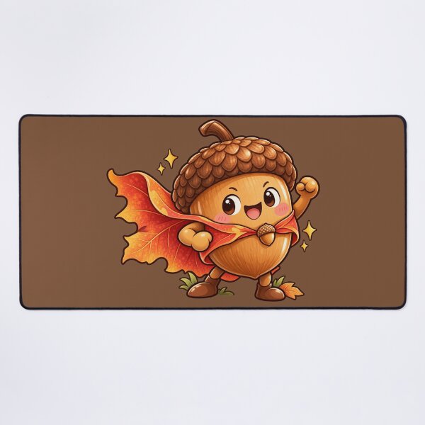 Item preview, Kawaii Acorn Hero Maple Leaf Cape Cute Fall Thanksgiving Gift Design designed and sold by MagicMakerPh.