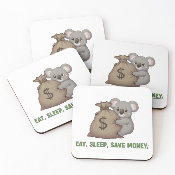 Item preview, Eat Sleep Save Money Design – Funny Anxious Koala Illustration designed and sold by Luminari Creations.