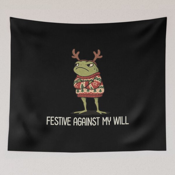 Item preview, Grumpy Christmas Frog with Sweater and Antlers designed and sold by EricCotanori.