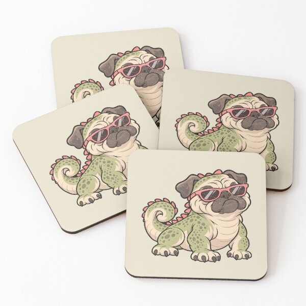 Item preview, Cool Pug Dinosaur in Pink Sunglasses designed and sold by AwesomeBeyondLimits.