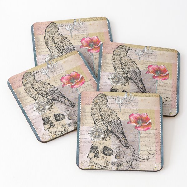 Item preview, Crow on a Skull - Practical Magic - Dark Academia - Vintage Halloween - 2 designed and sold by FanitsaArt.
