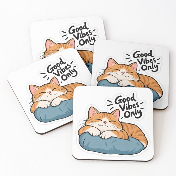 Item preview, Good Vibes Only Sleeping Cat Cute Orange Tabby Kitten designed and sold by Sticker Hubs.