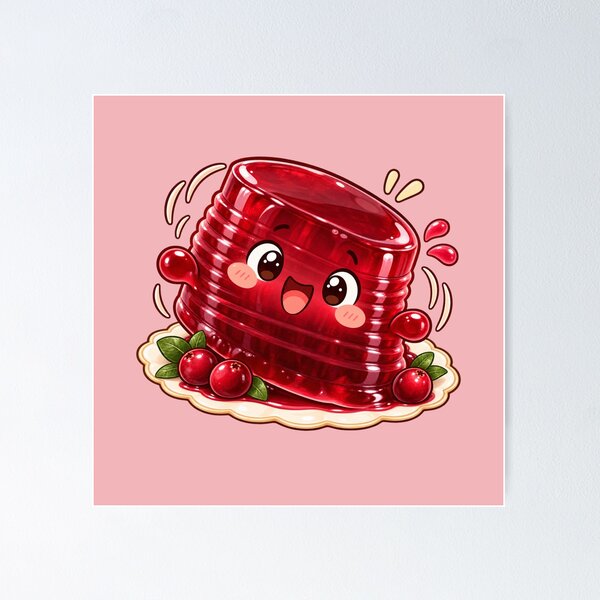 Item preview, Kawaii Wobbly Cranberry Sauce Jelly Cute Thanksgiving Funny Side Dish designed and sold by MagicMakerPh.