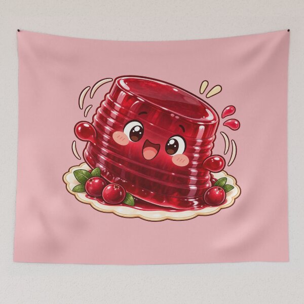 Item preview, Kawaii Wobbly Cranberry Sauce Jelly Cute Thanksgiving Funny Side Dish designed and sold by MagicMakerPh.