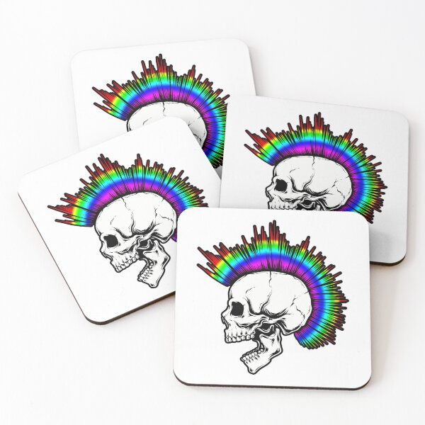 Item preview, Punk Skull With Rainbow Colors Mohawk designed and sold by stoner-mitsuko.