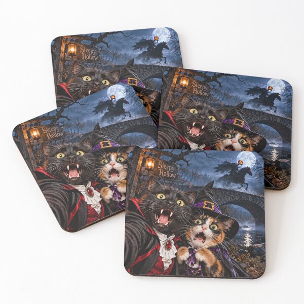 Item preview, Sleepy Hollow Halloween Cat Selfie Blue designed and sold by Sunbeams & Tails.