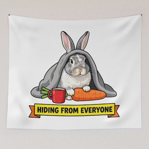 Item preview, Hiding From Everyone - Introvert Bunny Meme designed and sold by Arc2020.