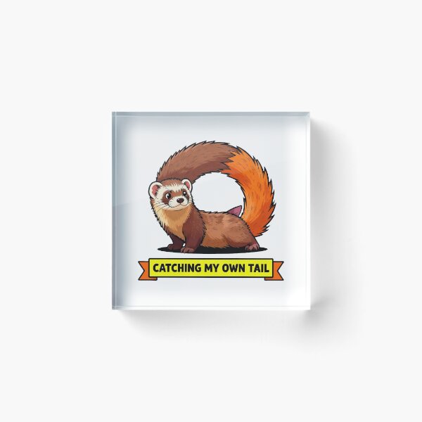 Item preview, Catching My Own Tail - Funny ADHD Ferret Chaos Meme designed and sold by Arc2020.