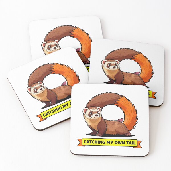 Item preview, Catching My Own Tail - Funny ADHD Ferret Chaos Meme designed and sold by Arc2020.