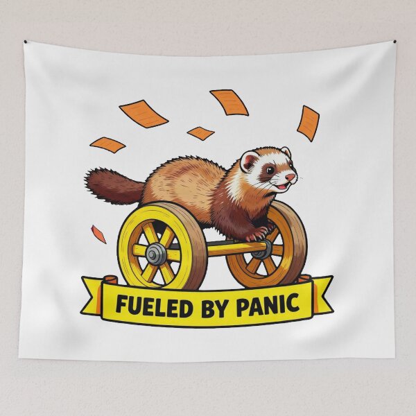 Item preview, Fueled By Panic - Funny ADHD Ferret Anxiety Meme designed and sold by Arc2020.