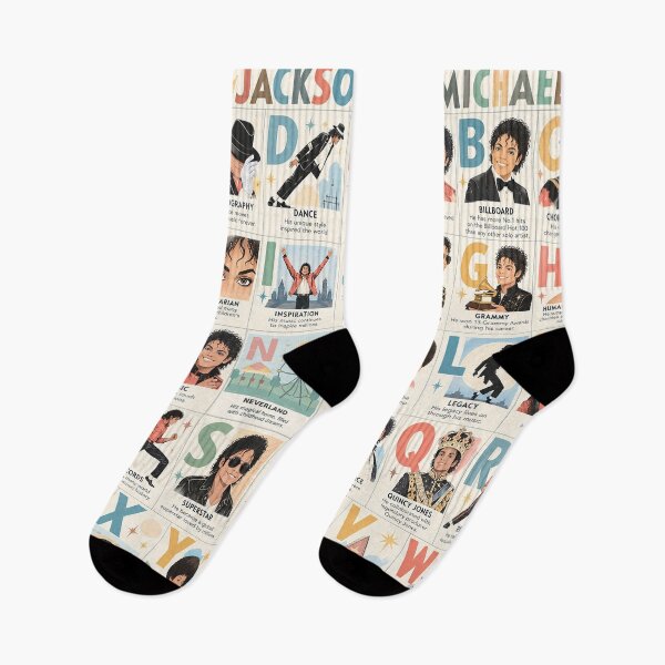 Item preview, Michael Jackson A–Z – King of Pop Alphabet – Pastel Mid Century Modern Music Poster designed and sold by LuluLeb.
