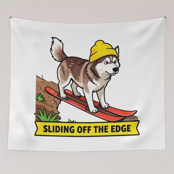 Item preview, Sliding Off The Edge - Funny ADHD Chaos Husky Meme designed and sold by Arc2020.