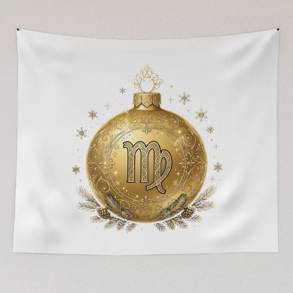 Item preview, Virgo Zodiac Golden Christmas Ornament Art designed and sold by Zodiac Celestial Art.