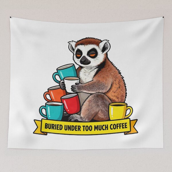Item preview, Buried Under Too Much Coffee - Tired Introvert Lemur Meme designed and sold by Arc2020.