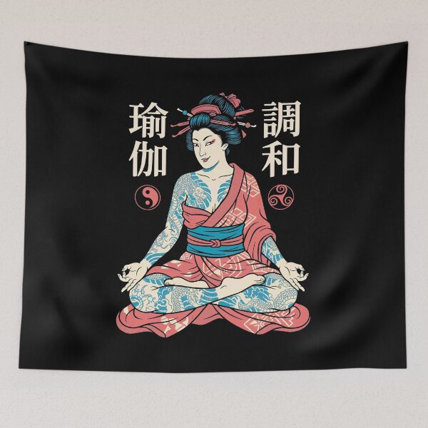 Item preview, Yoga Harmony Girl Japanese Tattooed Geisha Woman Kanji designed and sold by GrandeDuc.