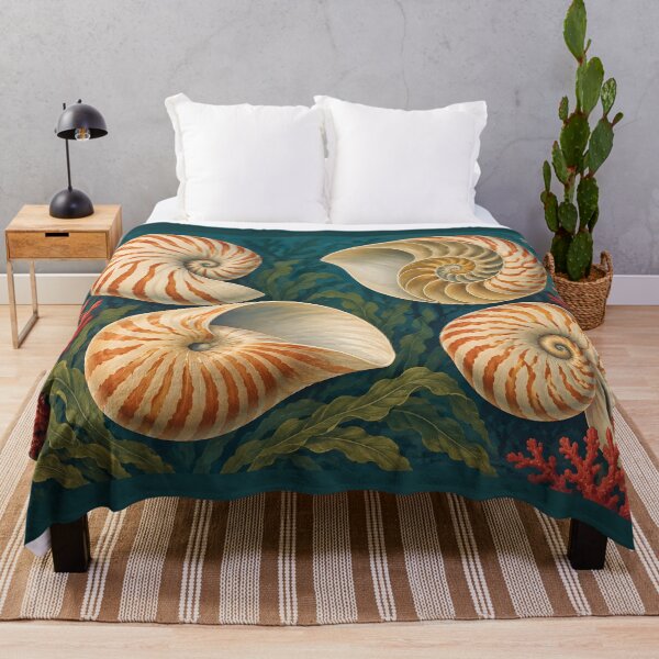 Item preview, Vintage Nautilus Shells in Deep Teal designed and sold by AuraMuse Studio.
