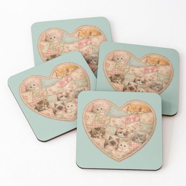 Item preview, Vintage Quilted Heart with Cats designed and sold by ArtfulSoules.