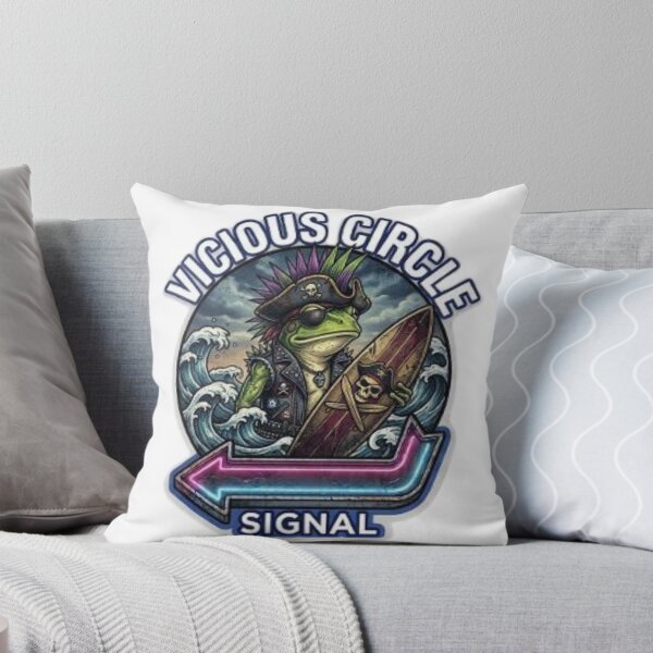 Item preview, Vicious Circle Signal Punk Pirate Frog Surfing Retro Neon Arrow designed and sold by inkfluenceart.