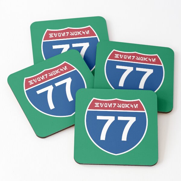 Item preview, Hyperspace (Interstate) 77 Sign in Aurebesh (Standard Numbers) designed and sold by Karate Octopus.