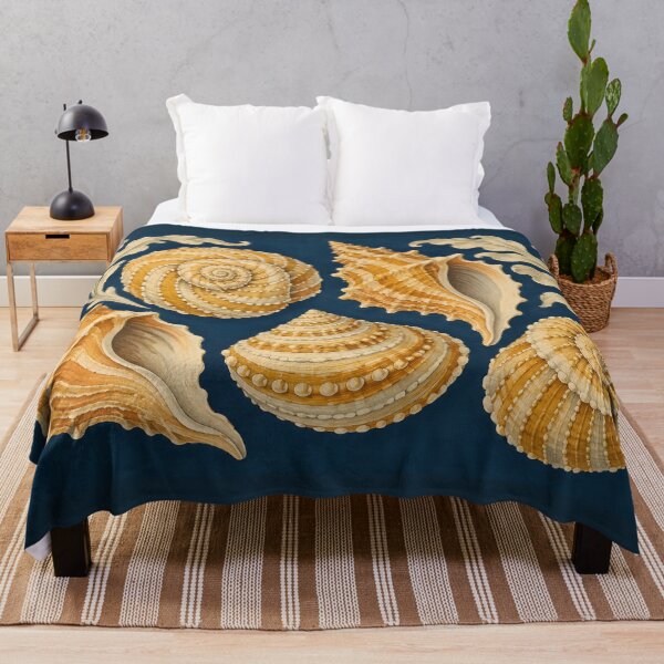 Item preview, Golden Spiral Seashells on Midnight Blue designed and sold by AuraMuse Studio.