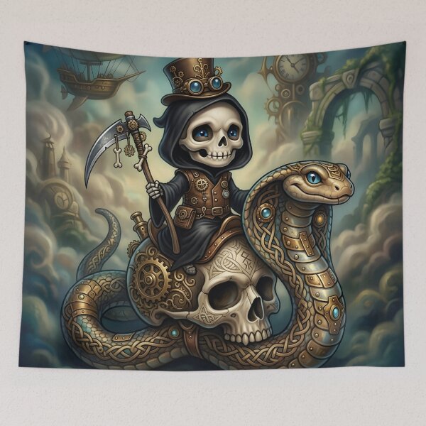 Item preview, Little Grim Reaper – Steampunk Snake Rider designed and sold by nicky2342.
