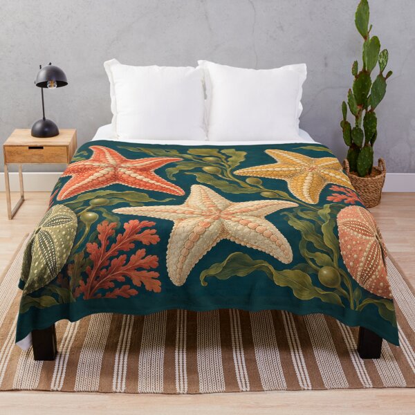 Item preview, Vintage Starfish Garden on Deep Teal designed and sold by AuraMuse Studio.