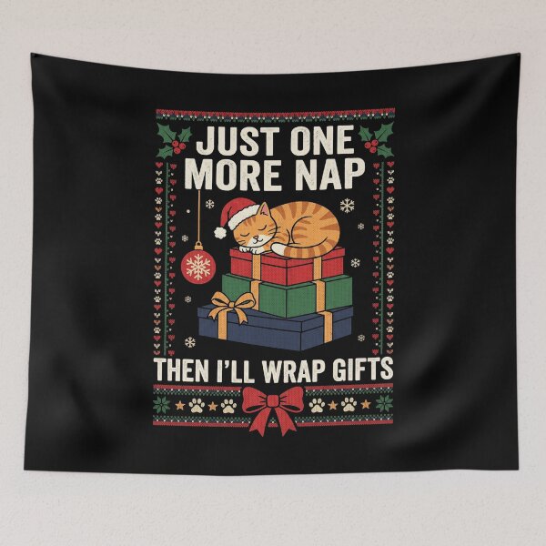 Item preview, Sleepy Orange Tabby Cat Christmas designed and sold by dudelinart.