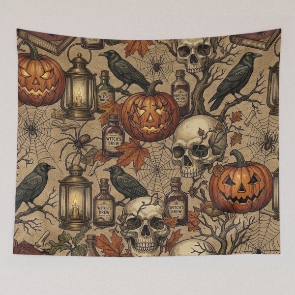 Item preview, Vintage Gothic Halloween Seamless Pattern designed and sold by lungpleecha.