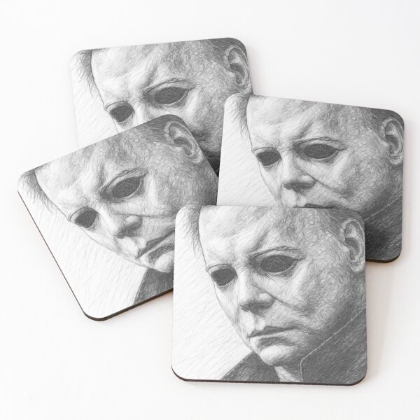 Item preview, Monochrome Masked Killer Pencil Sketch - Classic Horror Stalker Pencil Drawing Art Print designed and sold by Leon Woods Pencil Art.