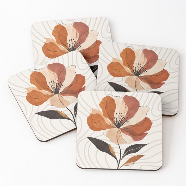 Item preview, Terracotta Abstract Flower – Boho Botanical Art in Rust, Beige and Black designed and sold by Sondosyazanart.