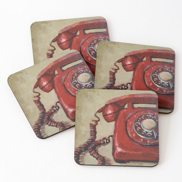 Item preview, Vintage Red Rotary Dial Telephone Oil Painting Still Life designed and sold by RetroVibing.