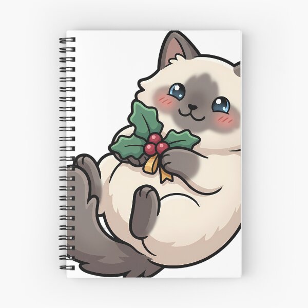 Item preview, Cute Christmas Ragdoll Cat Rolled on Its Side Holding a Holly Sprig designed and sold by pumsquare.