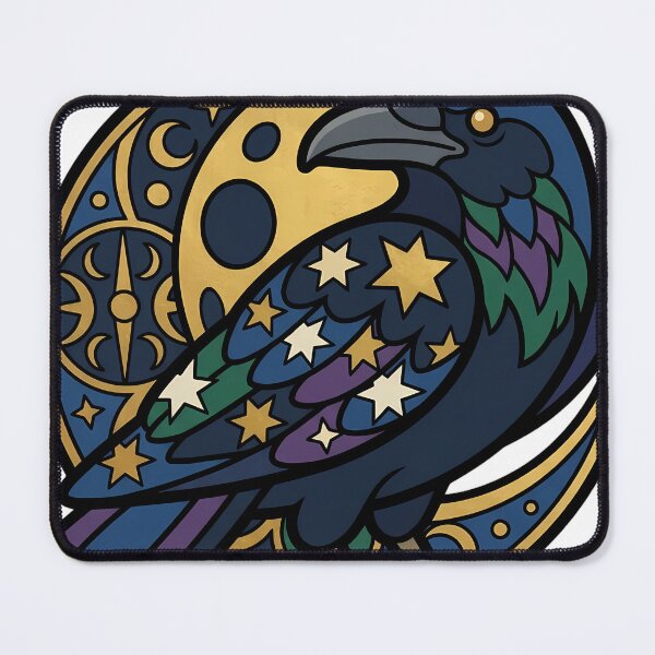 Item preview, Celestial Yule Raven - Gothic Winter Moon Star Raven Art designed and sold by IllumeInk.