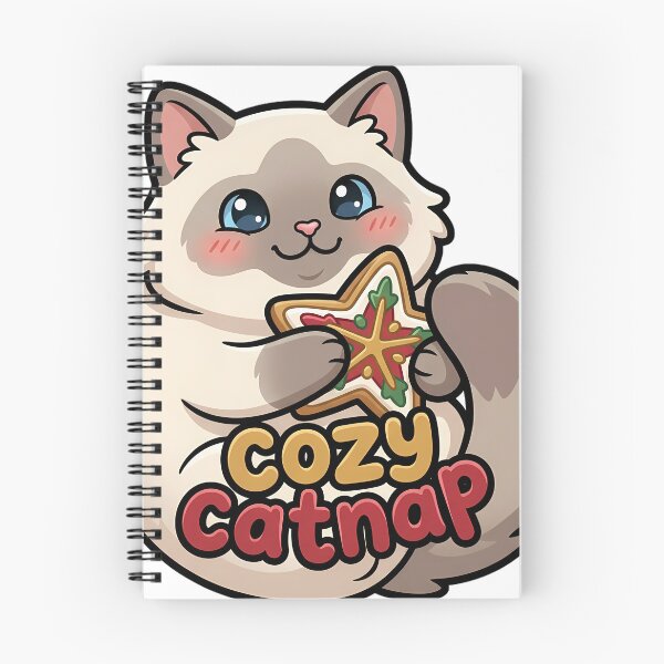 Item preview, Cute Christmas Ragdoll Cat Rolled on Its Side Holding a Star Cookie - Cozy Catnap designed and sold by pumsquare.