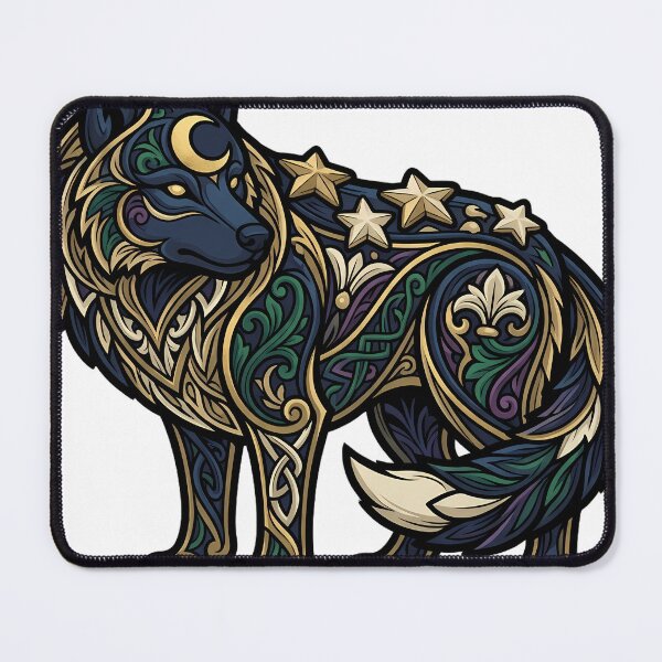 Item preview, Solstice Moon Wolf - Gothic Winter Star Wolf Art designed and sold by IllumeInk.