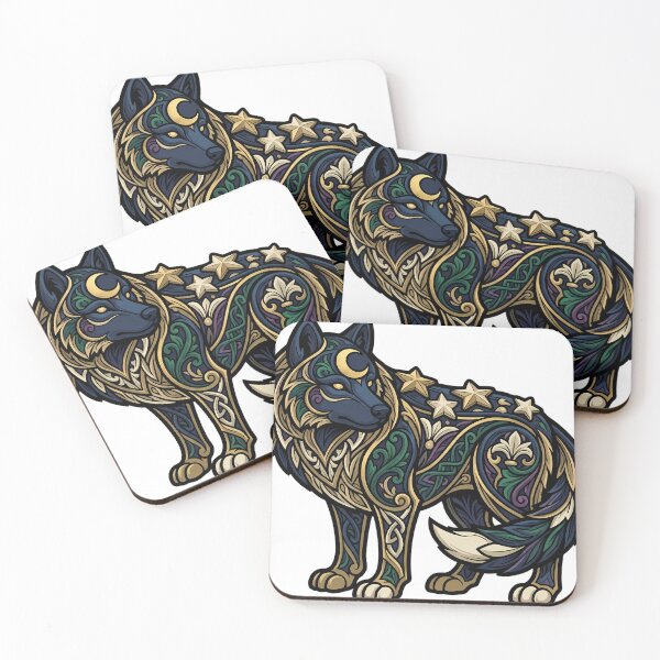 Item preview, Solstice Moon Wolf - Gothic Winter Star Wolf Art designed and sold by IllumeInk.