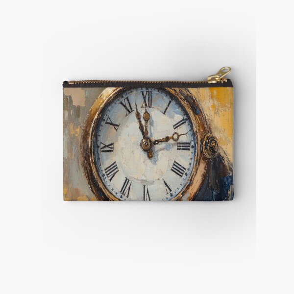 Item preview, Vintage Antique Desk Clock Roman Numerals Impasto Oil Painting designed and sold by RetroVibing.