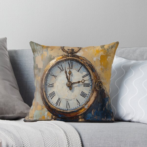 Item preview, Vintage Antique Desk Clock Roman Numerals Impasto Oil Painting designed and sold by RetroVibing.