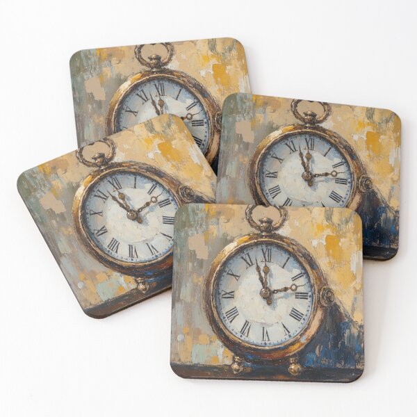 Item preview, Vintage Antique Desk Clock Roman Numerals Impasto Oil Painting designed and sold by RetroVibing.