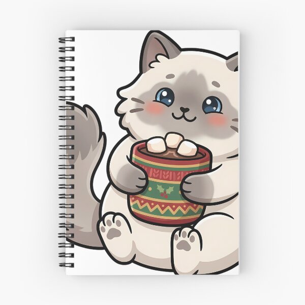 Item preview, Cute Christmas Ragdoll Cat Rolled on Its Side Hugging a Mug of Cocoa designed and sold by pumsquare.