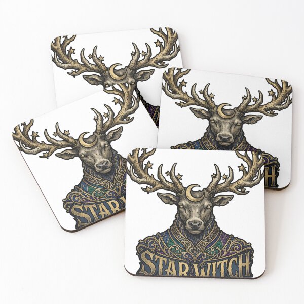 Item preview, Yule Star Stag - Star Witch Winter Antler Stag Art designed and sold by IllumeInk.