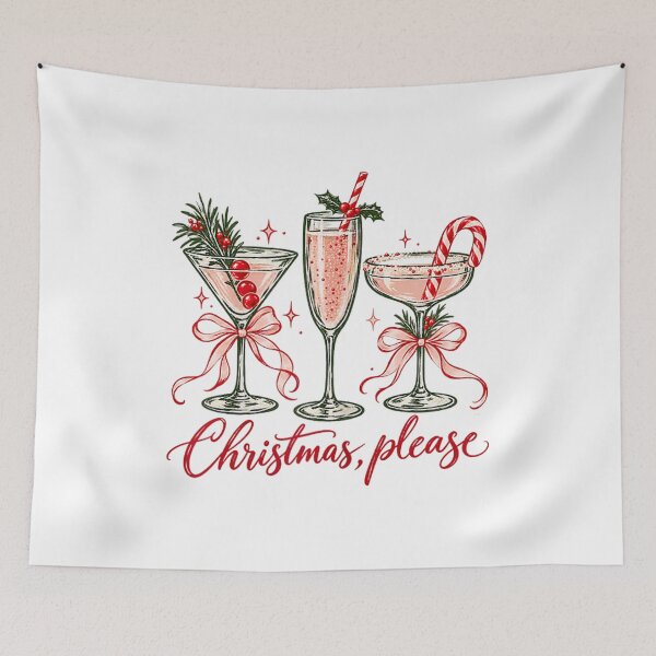 Item preview, Christmas Please Cocktail Drinks Festive Holiday Bow Coquette designed and sold by kiralynstration.